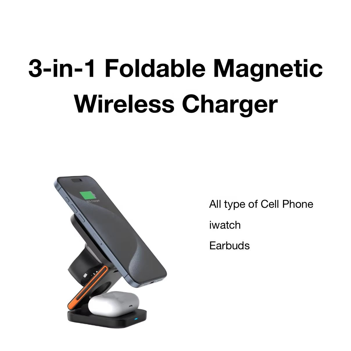 3 in 1 Foldable Magnetic Wireless Charger Multifunction Phone Charging Stand Chargers Wireless Charger