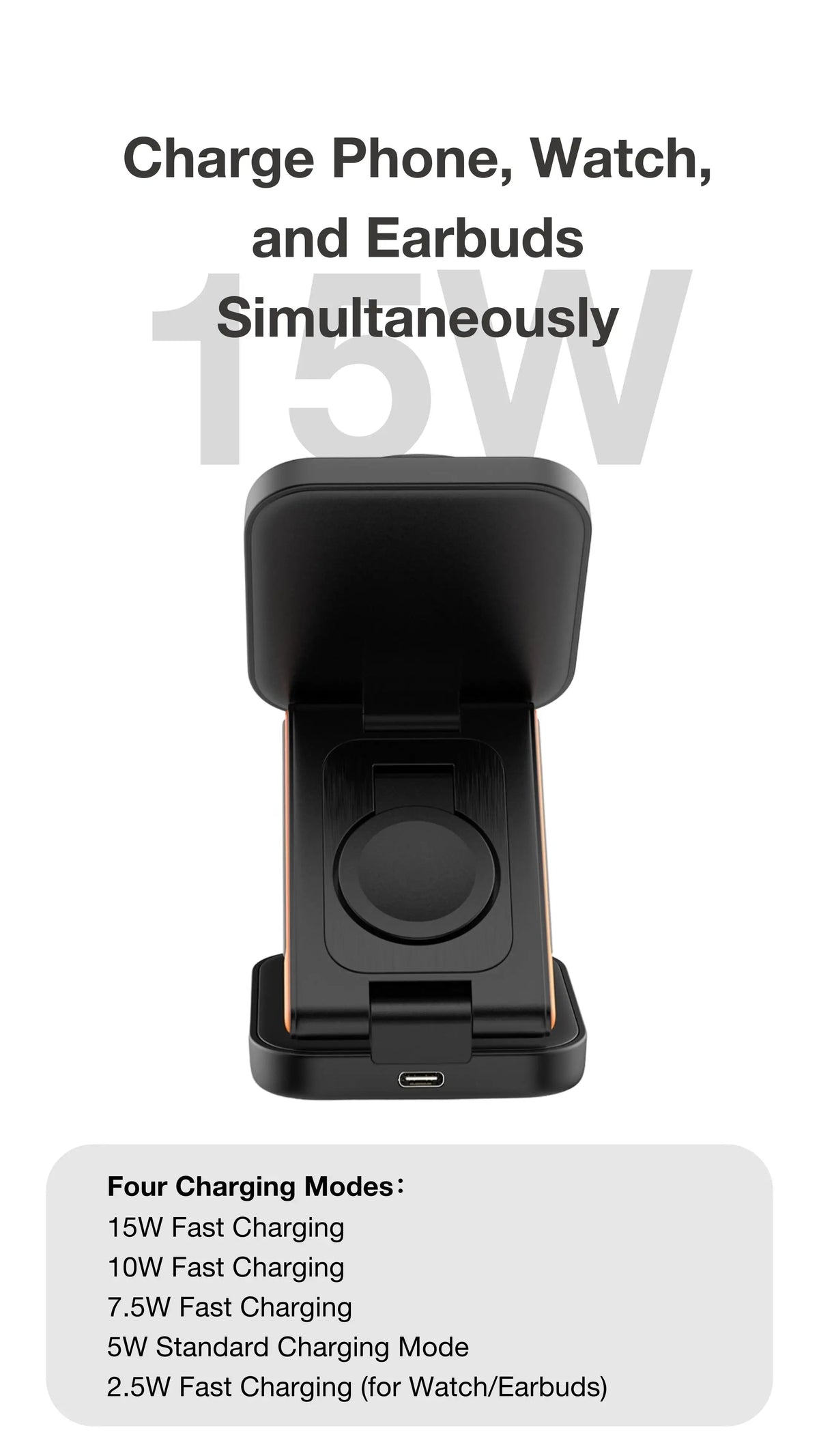 3 in 1 Foldable Magnetic Wireless Charger Multifunction Phone Charging Stand Chargers Wireless Charger