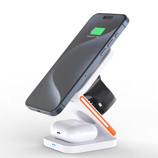 3 in 1 Foldable Magnetic Wireless Charger Multifunction Phone Charging Stand Chargers Wireless Charger