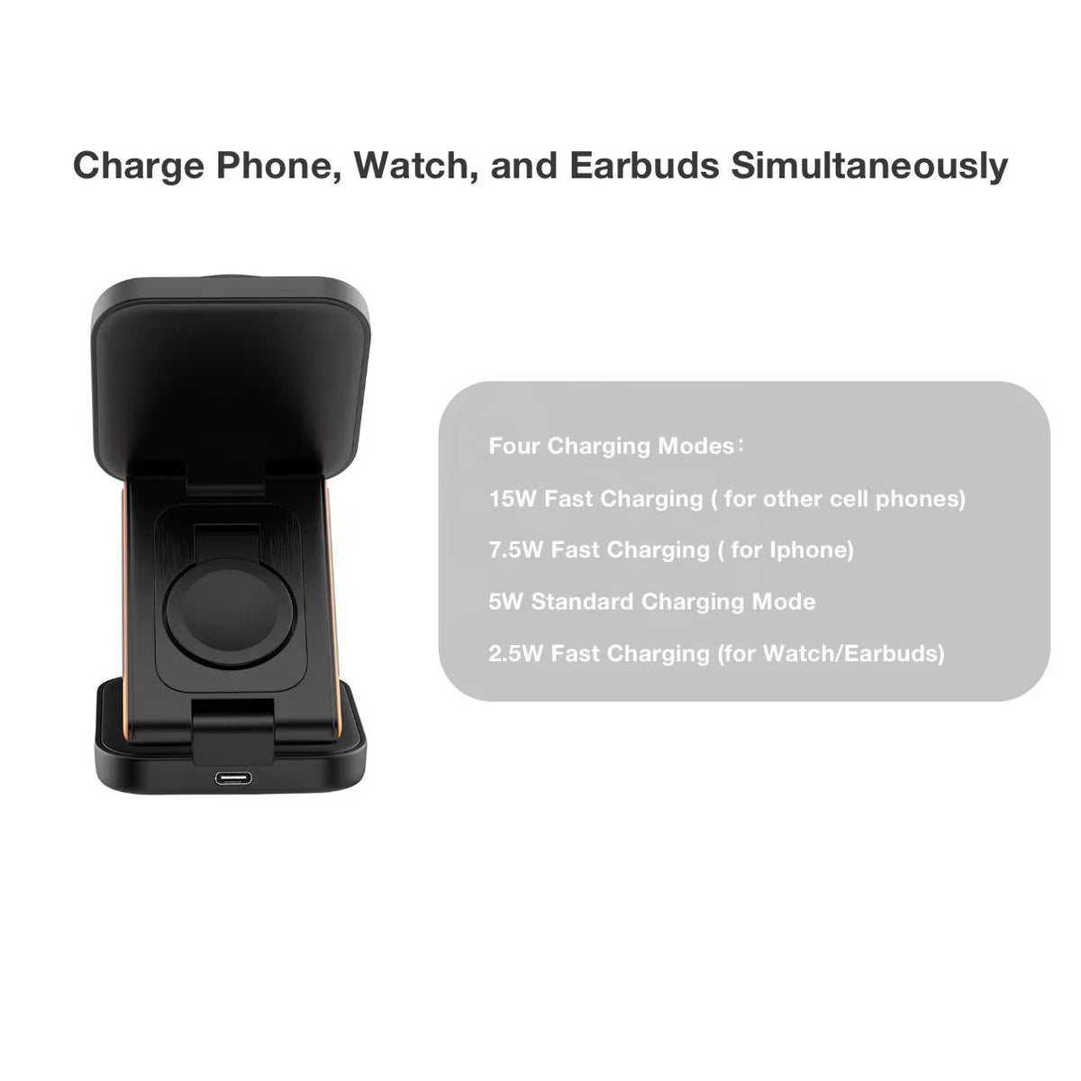 3 in 1 Foldable Magnetic Wireless Charger Multifunction Phone Charging Stand Chargers Wireless Charger