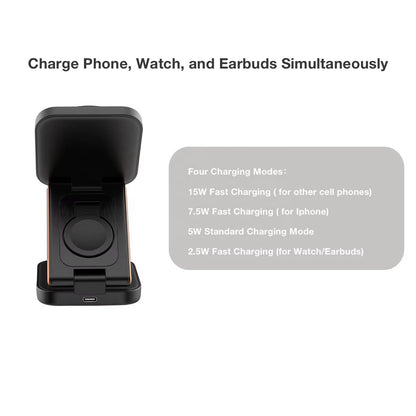 3 in 1 Foldable Magnetic Wireless Charger Multifunction Phone Charging Stand Chargers Wireless Charger